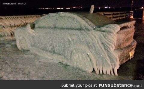 He parked his car next to Lake Erie