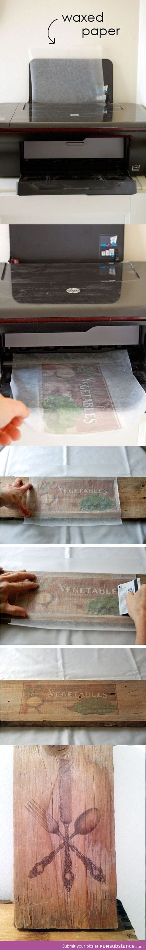How to print images on wood with wax paper