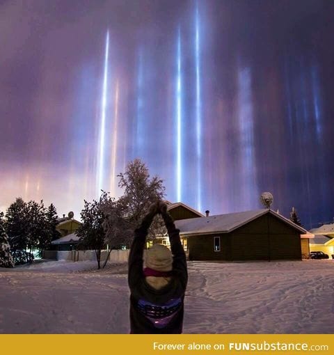 Light pillars over Alaska