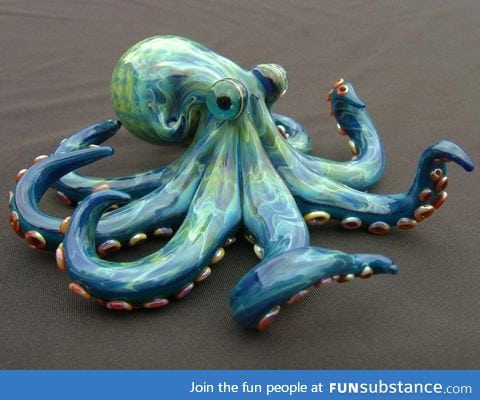 Hand blown glass octopus