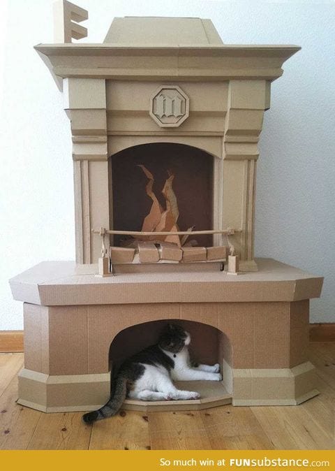 Cardboard fireplace