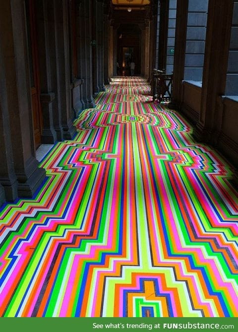 A beautiful, colorful abstract art floor in Mexico City