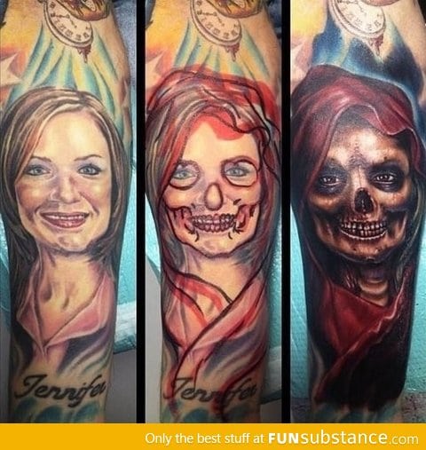 Well that sure is one way to cover up a tattoo of your ex