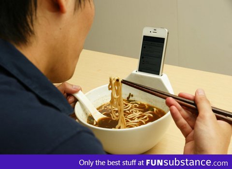 A bowl with an iPhone holder