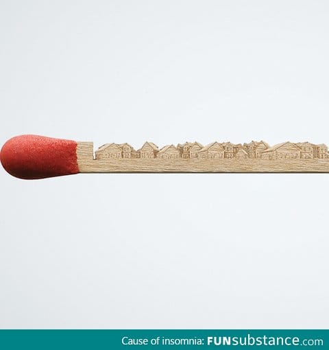 City carved on a matchstick