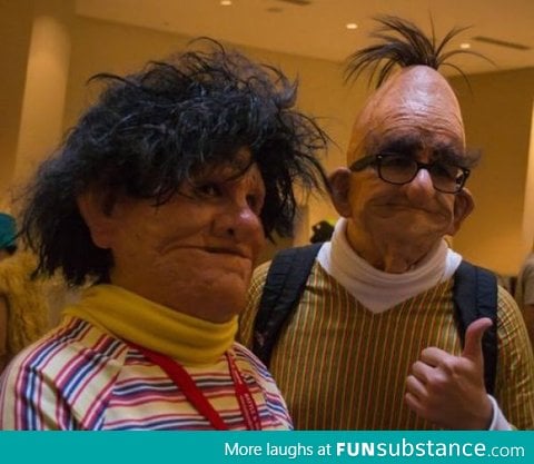 Creepy realistic Bert and Ernie cosplay