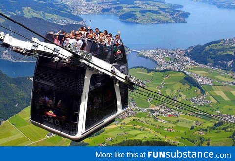 Double Decker Cable Cart over the Swiss Alps