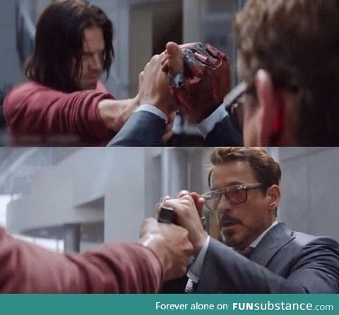 Tony's face realizing that Bucky would and tried to kill him T_T
