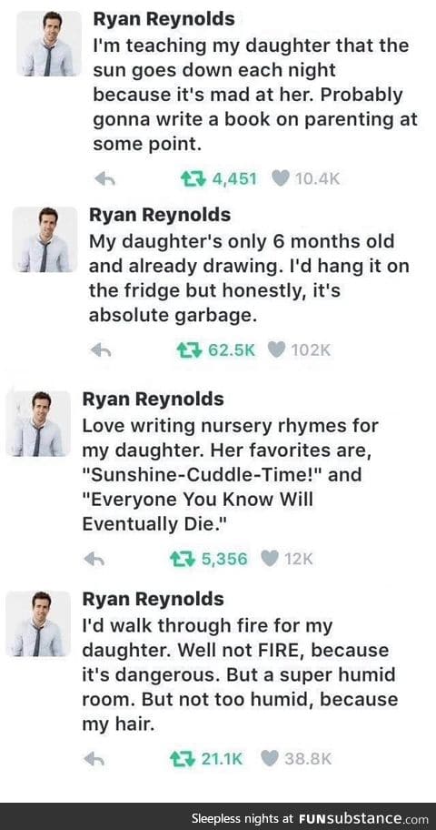 "How to be the most savage dad" a guide written by Ryan Reynolds