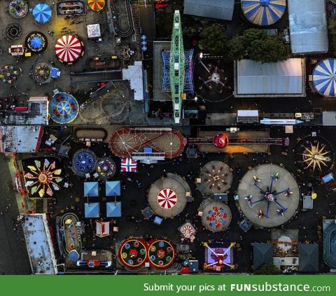 A bird's eye view of an amusement park