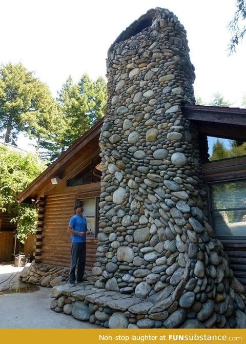 River rock fireplace