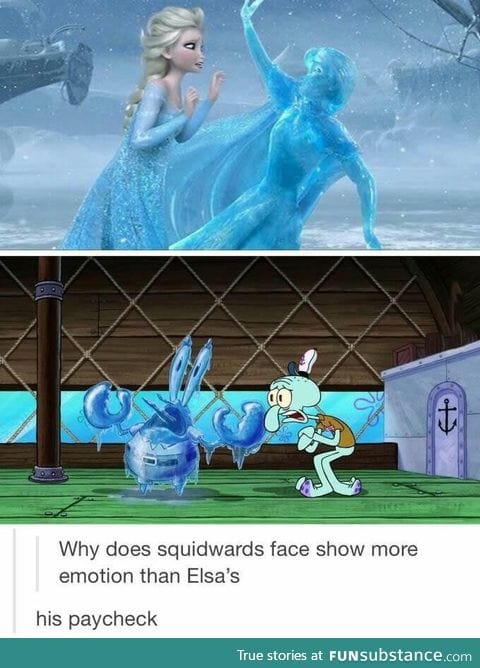 Squidward's paycheck is more important than Anna