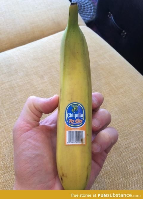 Unlike other bananas, this one is specially packaged in a To Go container