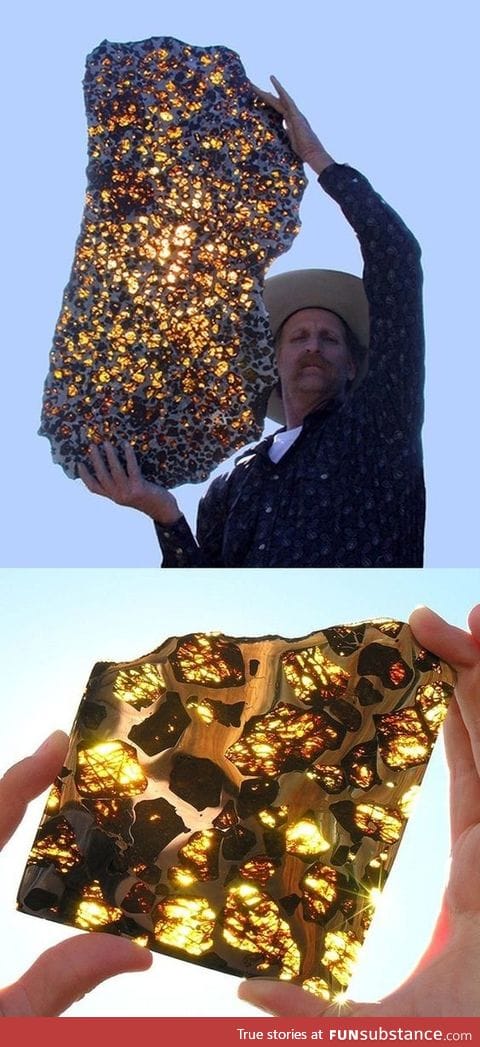 Fukang meteorite slices