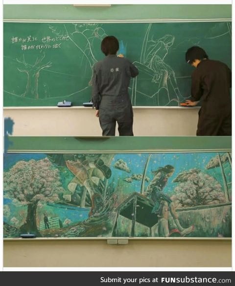 What Japanese students do during class with a chalkboard