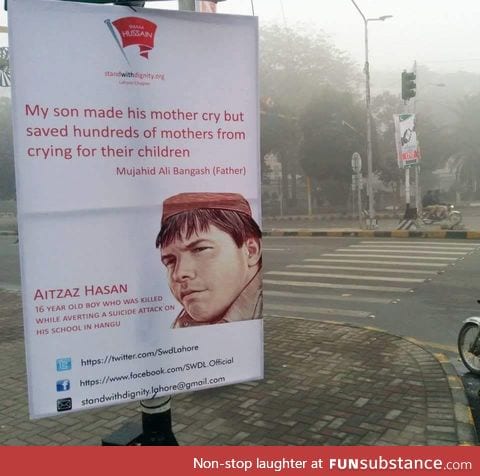 Poster of Aitzaz Hasan spotted in Lahore, Pakistan