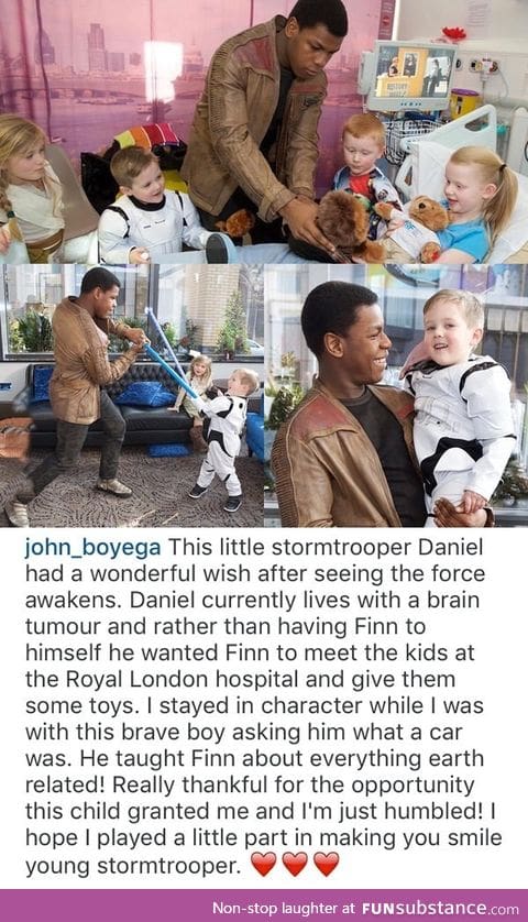 John Boyega visits a hospital as Finn