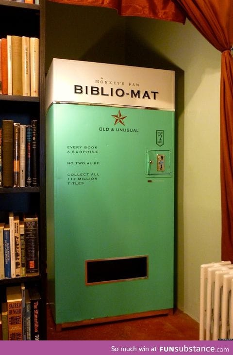 This vending machine dispenses a random book for $2.00