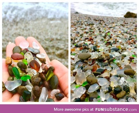 A beach made of sea glass in Fort Bragg, CA