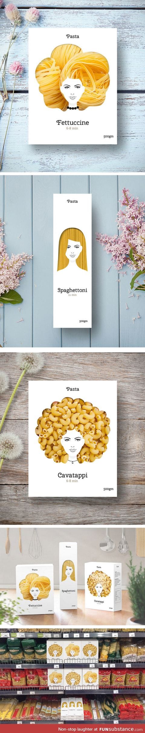 Creative Packaging Uses Pasta As Hairstyles