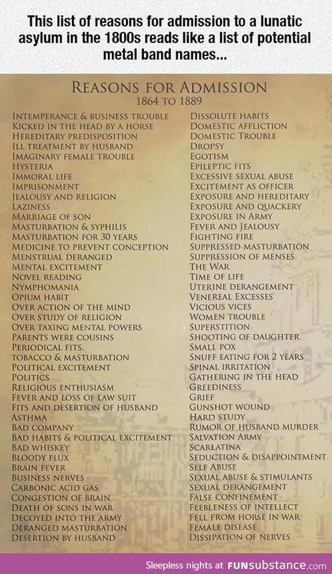 Quite the reasons for admission to an asylum