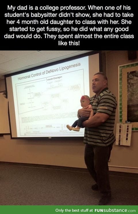 A college professor takes his baby daughter to class. So adorable!