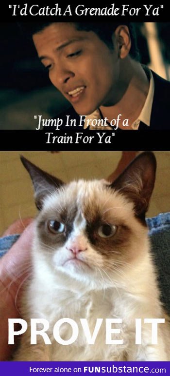 Grumpy Cat Listens to Bruno Mars