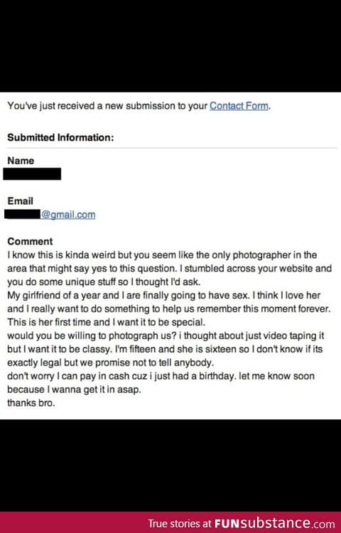 My friend is a photographer and he just got this email