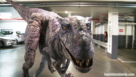 Absolutely terrifying and realistic dinosaur scare prank