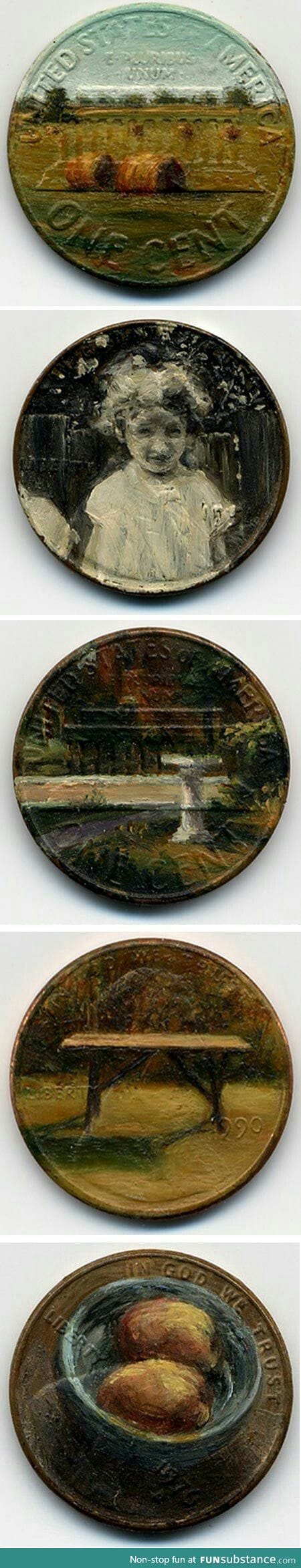 Beautiful paintings on pennies