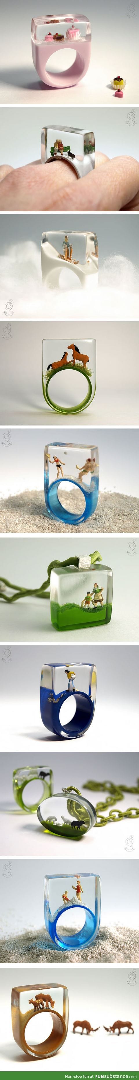What It Looks Like When You Put Miniature Scenes Inside Rings