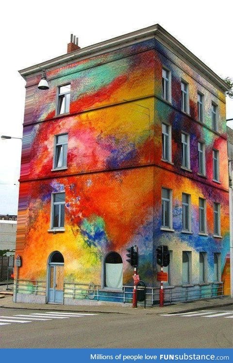 Colorful rainbow building