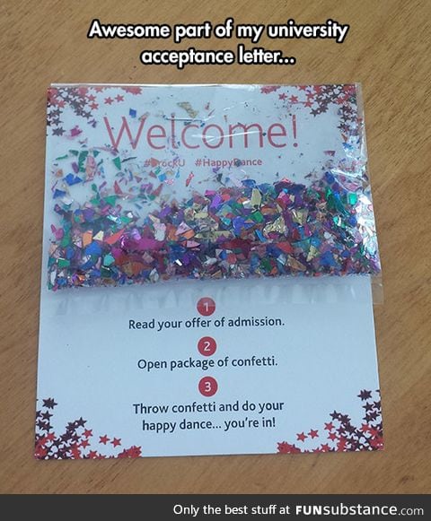 Acceptance letter with a twist