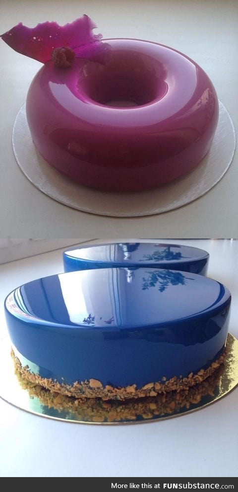 Cakes with mirror finish