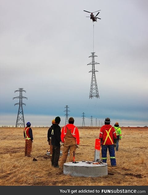 If you ever wondered how they install those huge power line towers