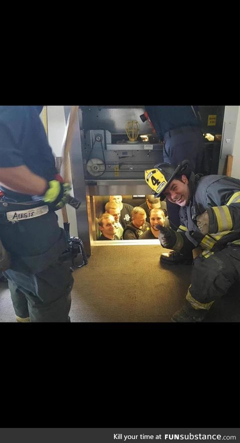 Kansas City fire department saves the Kansas City police department from elevator