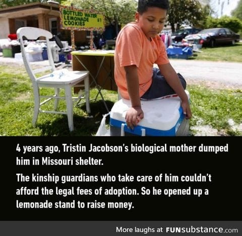 9-year-old boy sells lemonade to pay for his own adoption