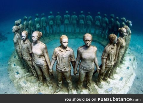 Creepy underwater sculpture
