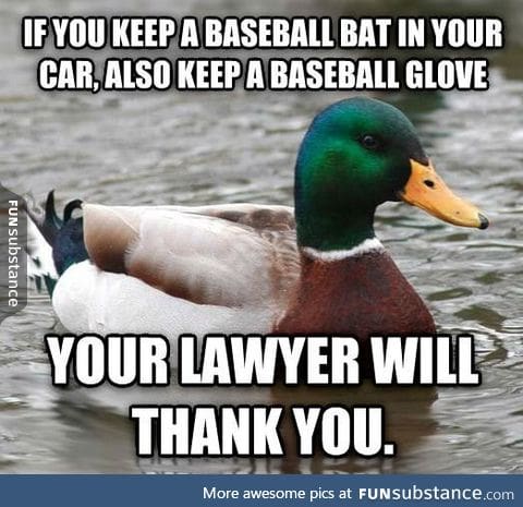 Baseball bat in your car