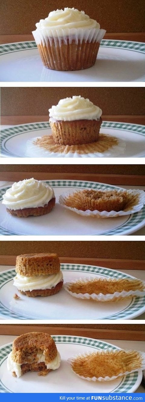 The correct way to eat a cupcake