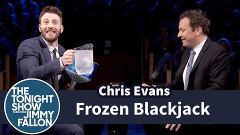 Chris Evans challenges Jimmy Fallon to "Frozen Blackjack" and lost his balls