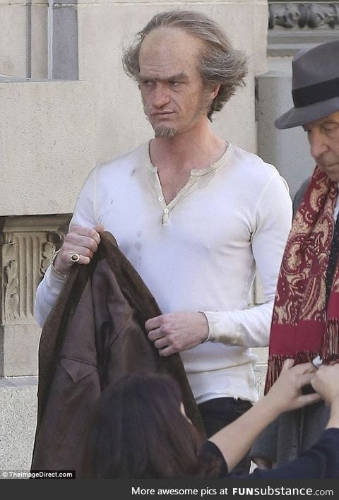 Neil Patrick Harris transforms to evil Count Olaf on the Series of Unfortunate Events set