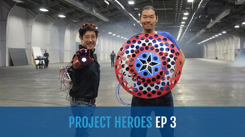 Former MythBuster's Grant Imahara Builds Iron Man's gauntlet and Captain America's shield