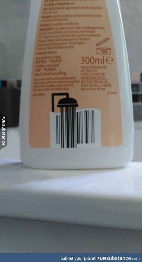 This bottle of shower gel's barcode