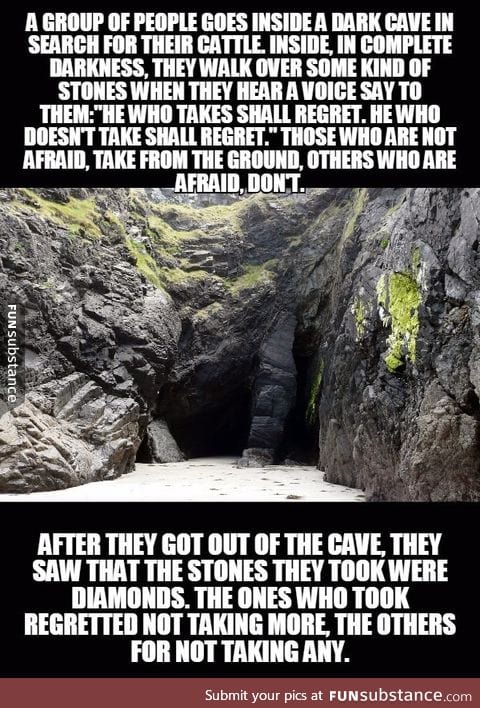 A group of people went inside a dark cave...