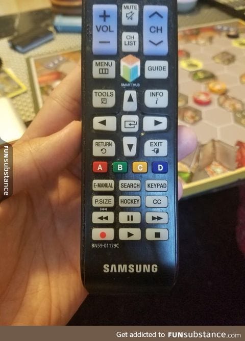 This Canadian remote control has a Hockey button