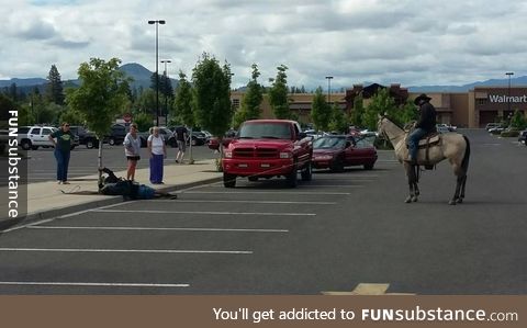 So, this dude on a horse just lassoed a bike thief in Oregon
