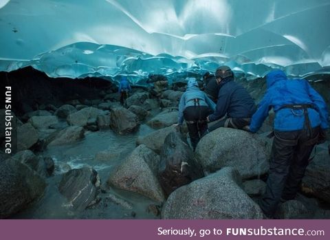 Hiking inside a glacier