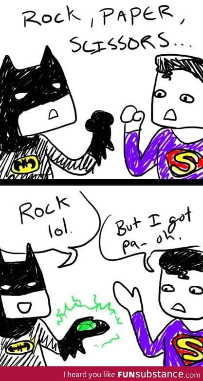 Batman vs Superman Rock Paper Scissors