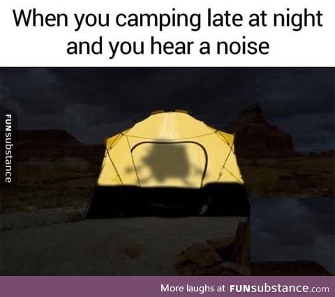 When you camping late night and hear a noise